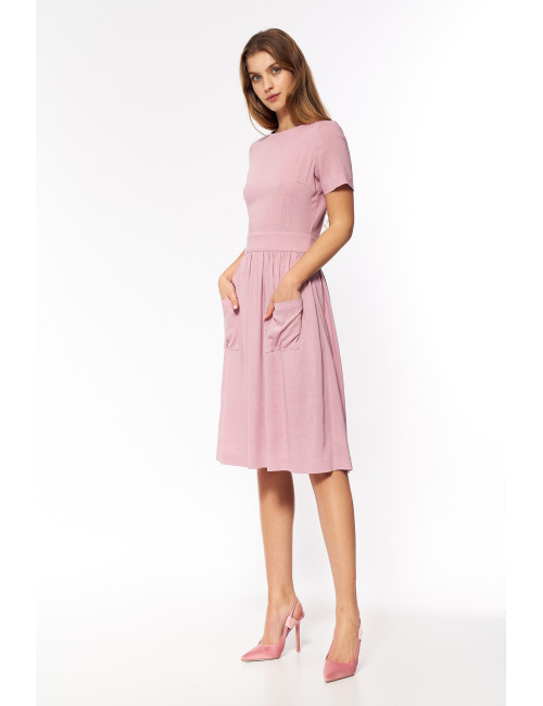 Robe dos nu en viscose rose 