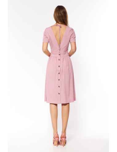 Robe dos nu en viscose rose 