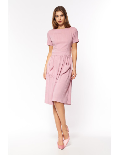 Robe dos nu en viscose rose 