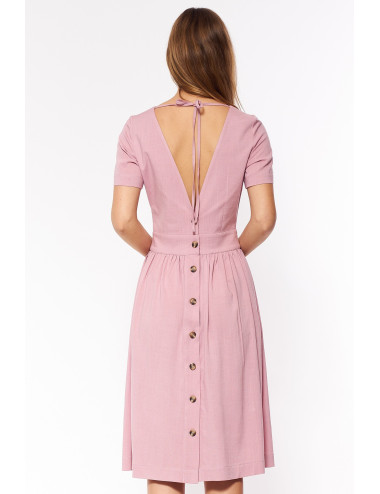 Robe dos nu en viscose rose 