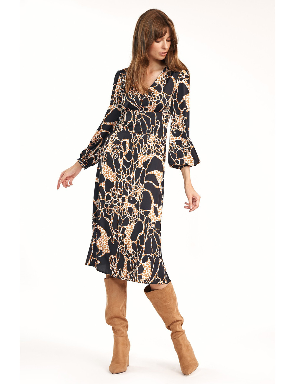 Robe midi motif safari 