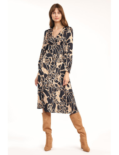 Robe midi motif safari 