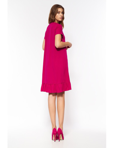 Robe droite  avec une cravate  -  fuchsia 