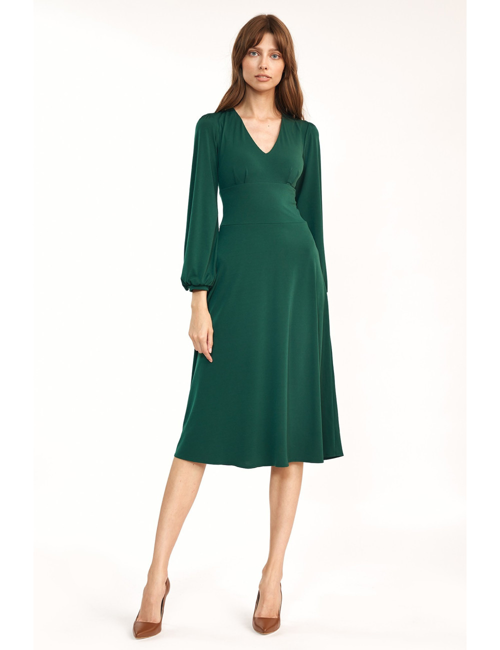 Robe midi verte classique 