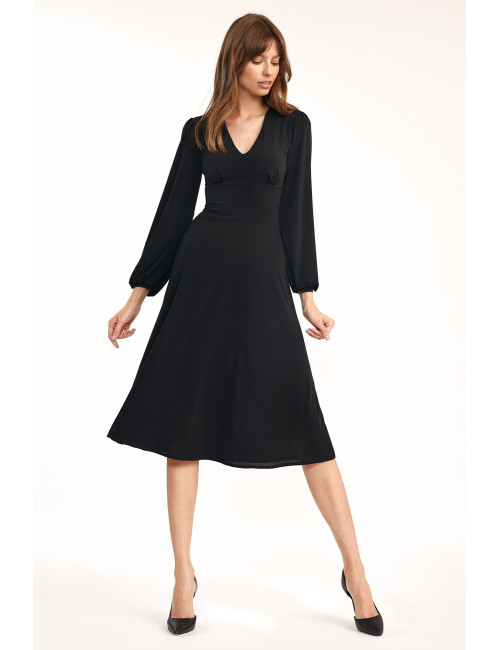 Robe midi noire classique 