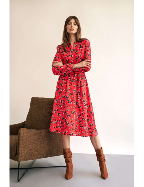 Robe midi à motif fleuri 