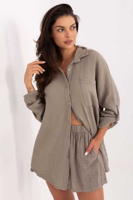 chemise à manches longues Beige  -  Italy Moda 