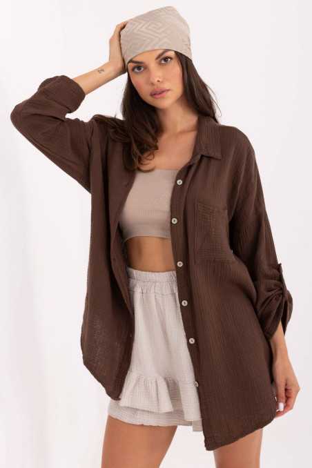 chemise à manches longues Brun  -  Italy Moda 