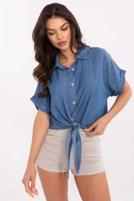 Chemise manche courte Bleu  -  Italy Moda 