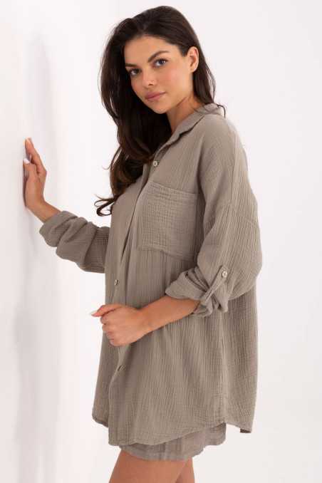 chemise à manches longues Beige  -  Italy Moda 