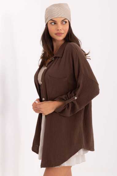 chemise à manches longues Brun  -  Italy Moda 