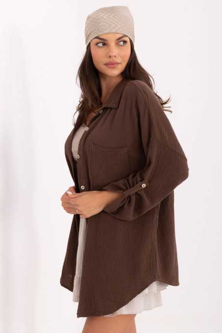 chemise à manches longues Brun  -  Italy Moda 