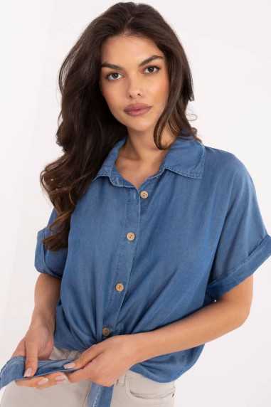 Chemise manche courte Bleu  -  Italy Moda 