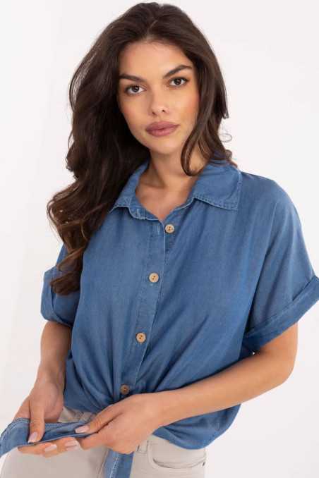 Chemise manche courte Bleu  -  Italy Moda 
