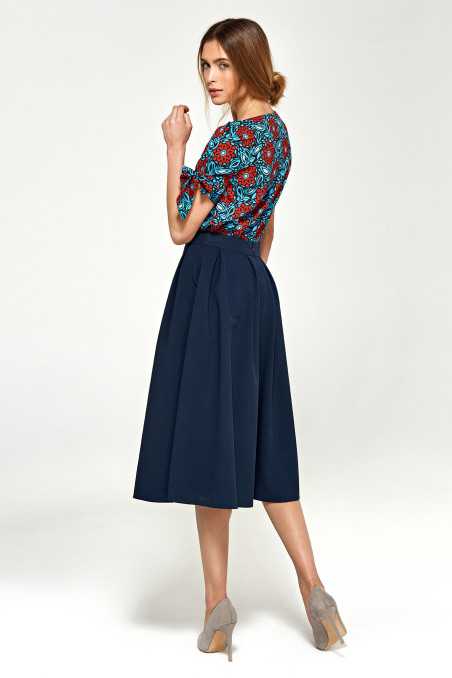 Jupe midi bleu marine à plis - nife  
