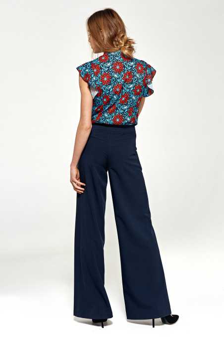 pantalon palazzo bleu marine - nife  