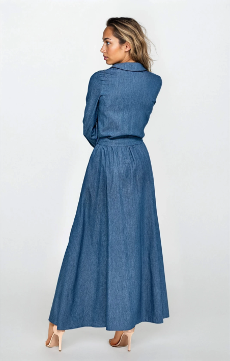 Robe longue en jean à manches longues - nife  