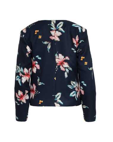 veste courte bleu marine à fleurs - nife  