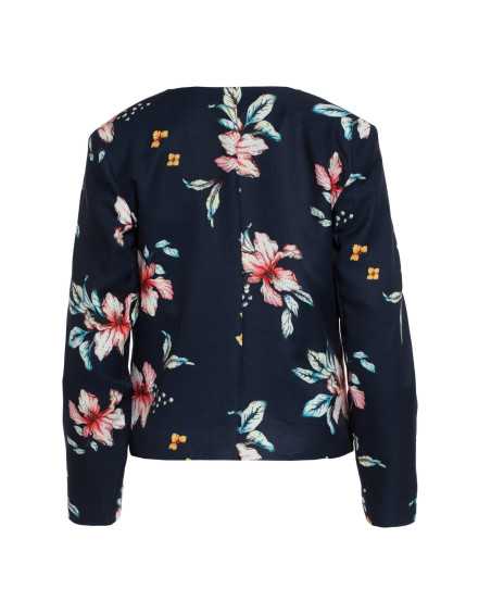 veste courte bleu marine à fleurs - nife  