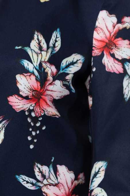veste courte bleu marine à fleurs - nife  