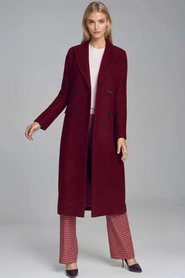 Élégant manteau croisé bordeaux - nife  