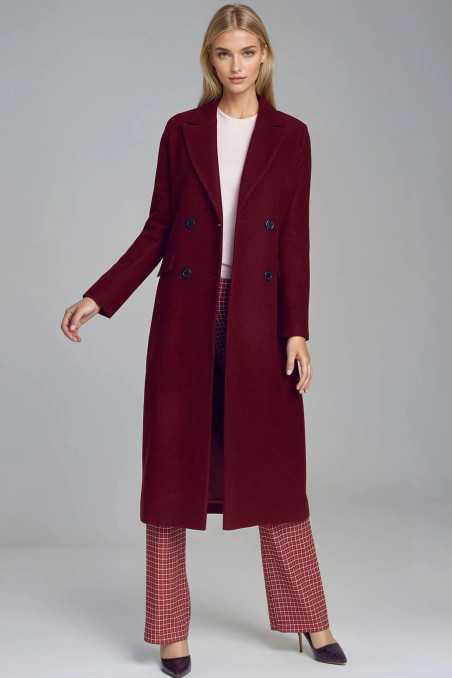 Élégant manteau croisé bordeaux - nife  