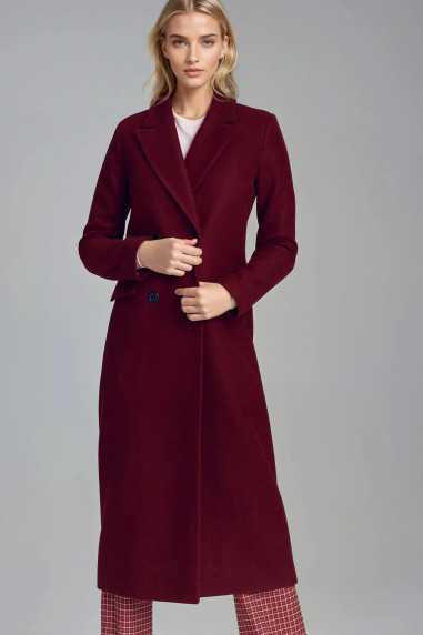 Élégant manteau croisé bordeaux - nife  