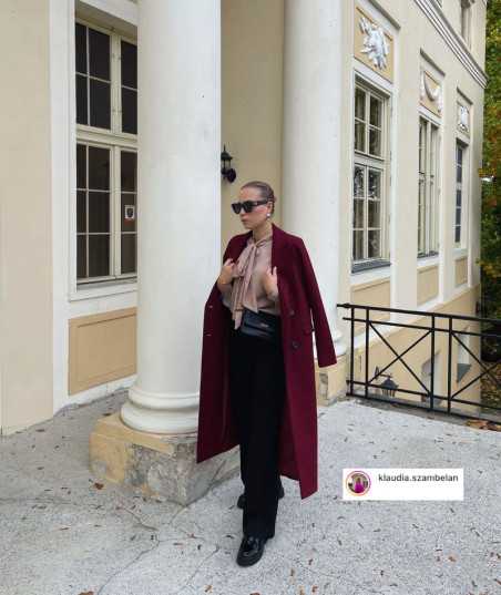 Élégant manteau croisé bordeaux - nife  