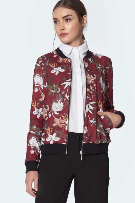 blouson aviateur bordeaux à fleurs - nife  