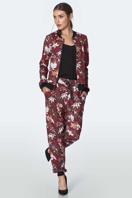 blouson aviateur bordeaux à fleurs - nife  