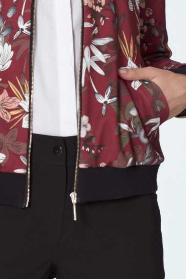 blouson aviateur bordeaux à fleurs - nife  