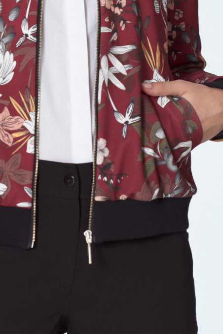 blouson aviateur bordeaux à fleurs - nife  