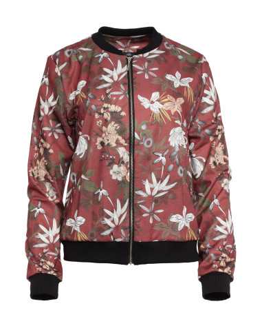 blouson aviateur bordeaux à fleurs - nife  