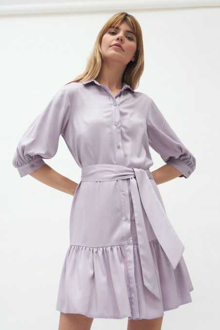 Robe en viscose à volants lilas - nife  