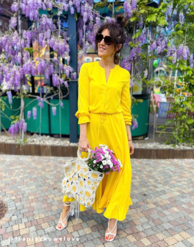 Robe longue jaune à volants - nife  