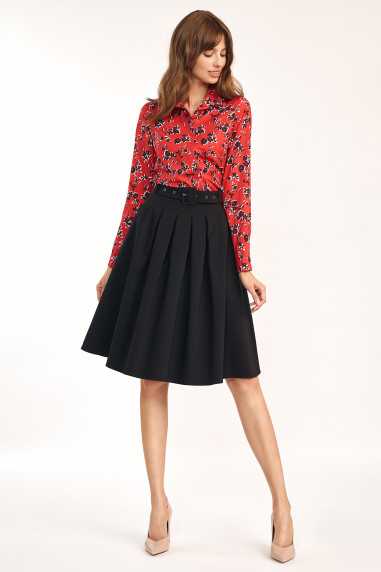 Jupe midi noire avec ceinture - nife  
