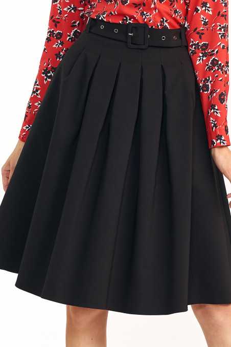Jupe midi noire avec ceinture - nife  