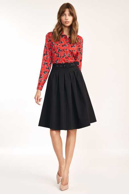 Jupe midi noire avec ceinture - nife  