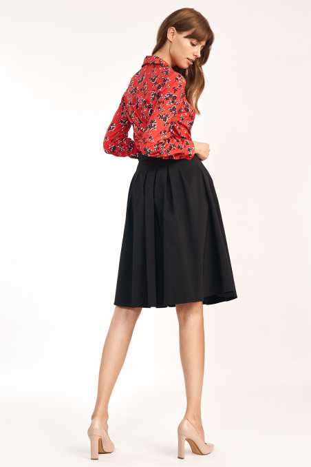 Jupe midi noire avec ceinture - nife  