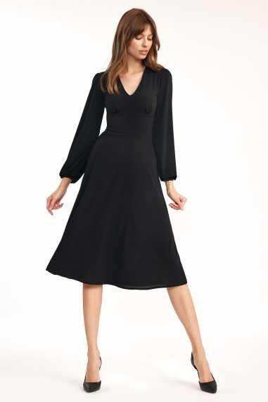 Robe midi noire classique - nife  