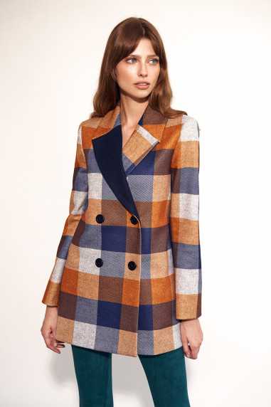 manteau court à carreaux - nife  