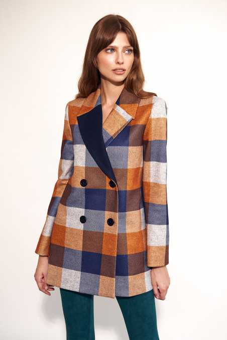 manteau court à carreaux - nife  