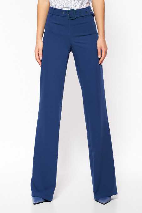 Pantalon cobalt à jambes légèrement évasées - nife  