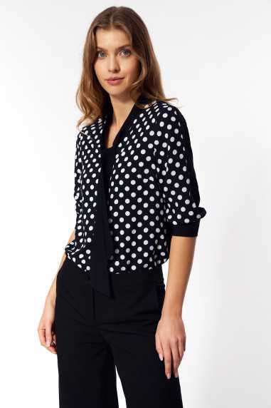 Chemisier à nœud discret - noir à pois - nife  