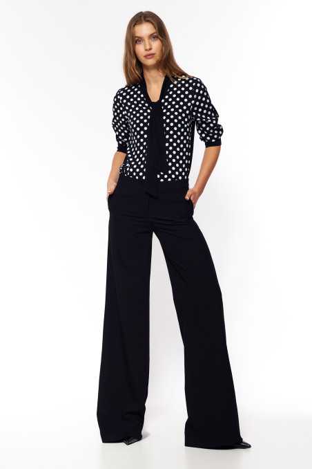 Chemisier à nœud discret - noir à pois - nife  