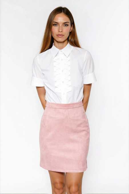 Chemise blanche à plis à l'encolure - nife  