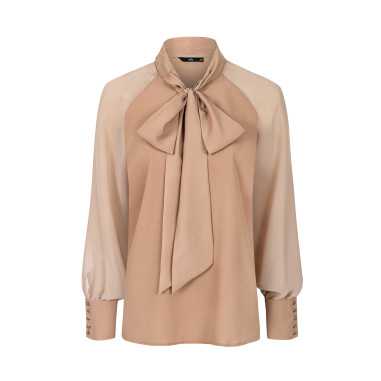 Chemisier beige délicat avec une ceinture - nife  