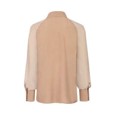Chemisier beige délicat avec une ceinture - nife  