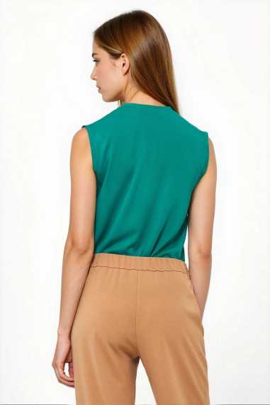 Chemisier sans manches en viscose verte - nife  