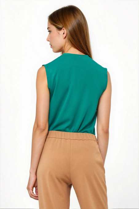 Chemisier sans manches en viscose verte - nife  